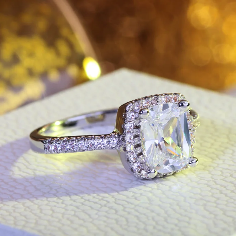 ZN Fashion Rings Show Elegant Temperament Jewelry Womens Girls White Silver Filled Wedding Ring