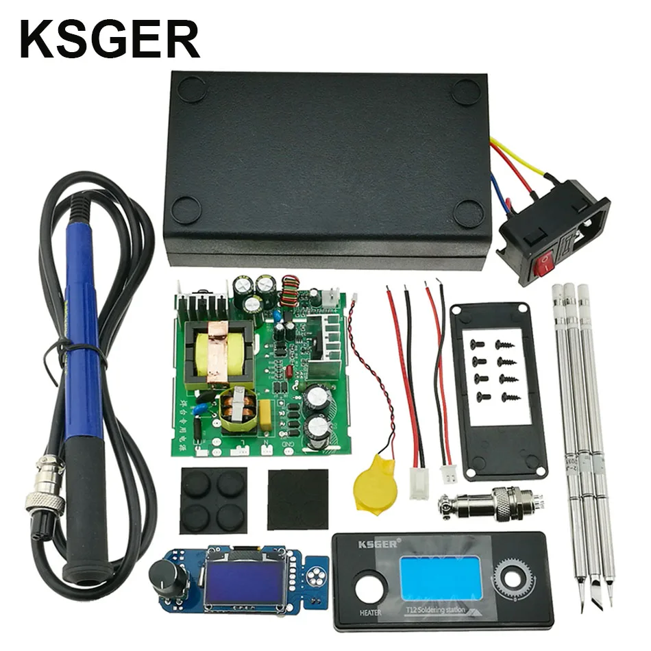 KSGER T12 STM32 V2.1S DIY наборы паяльник станция OLED контроллер ABS чехол из нержавеющей стали T12 наконечники FX9501 ручка из алюминиевого сплава - Цвет: sets 2