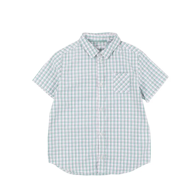 

High Quality Summer New children's cotton lapels checkered short-sleeved shirt. Boys Fashion Casual tops.