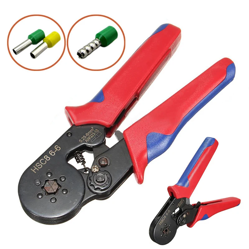 Six Mandrel Crimping Pliers Tool Adjustable Ratchet Terminal Crimping