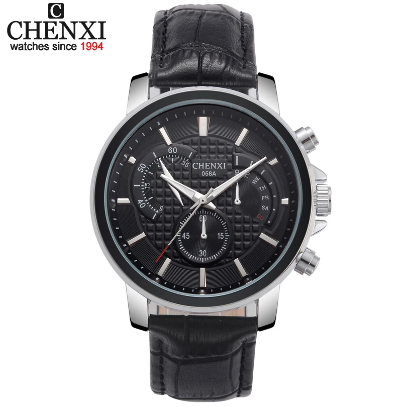 

4 Colors New fashion luxury top brand CHENXI men watch clock male leather strap quartz watches men's dress wristwatches 058