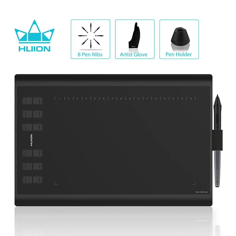 

HUION H1060P Battery-free Graphic Tablet Tilt Function Digital Drawing Tablet with 8192 Pen Pressure and Free Glove