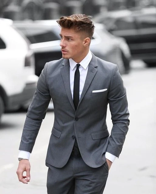 2018Grey Men Suit Latest Coat Pant 