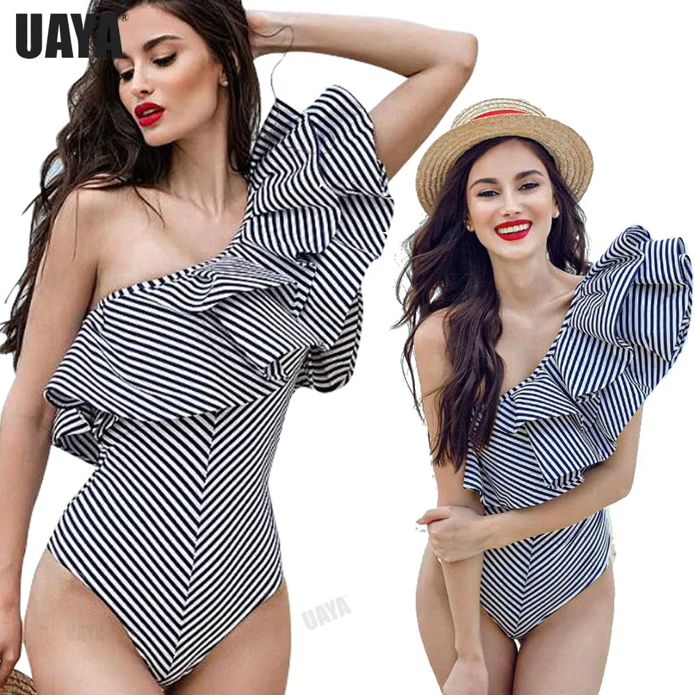 

UAYA one-shoulder ruffled monokini bikini sexy body curve swimsuit women and off-shoulder swimwaer female one-piece swimsuit2019