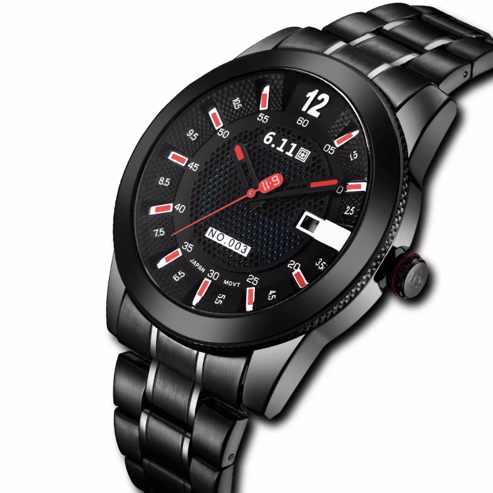  6.11 Mens 2019 Fashion Solar-powered watch Full Steel Clock Army Military Outdoor Quartz Wrist Watc