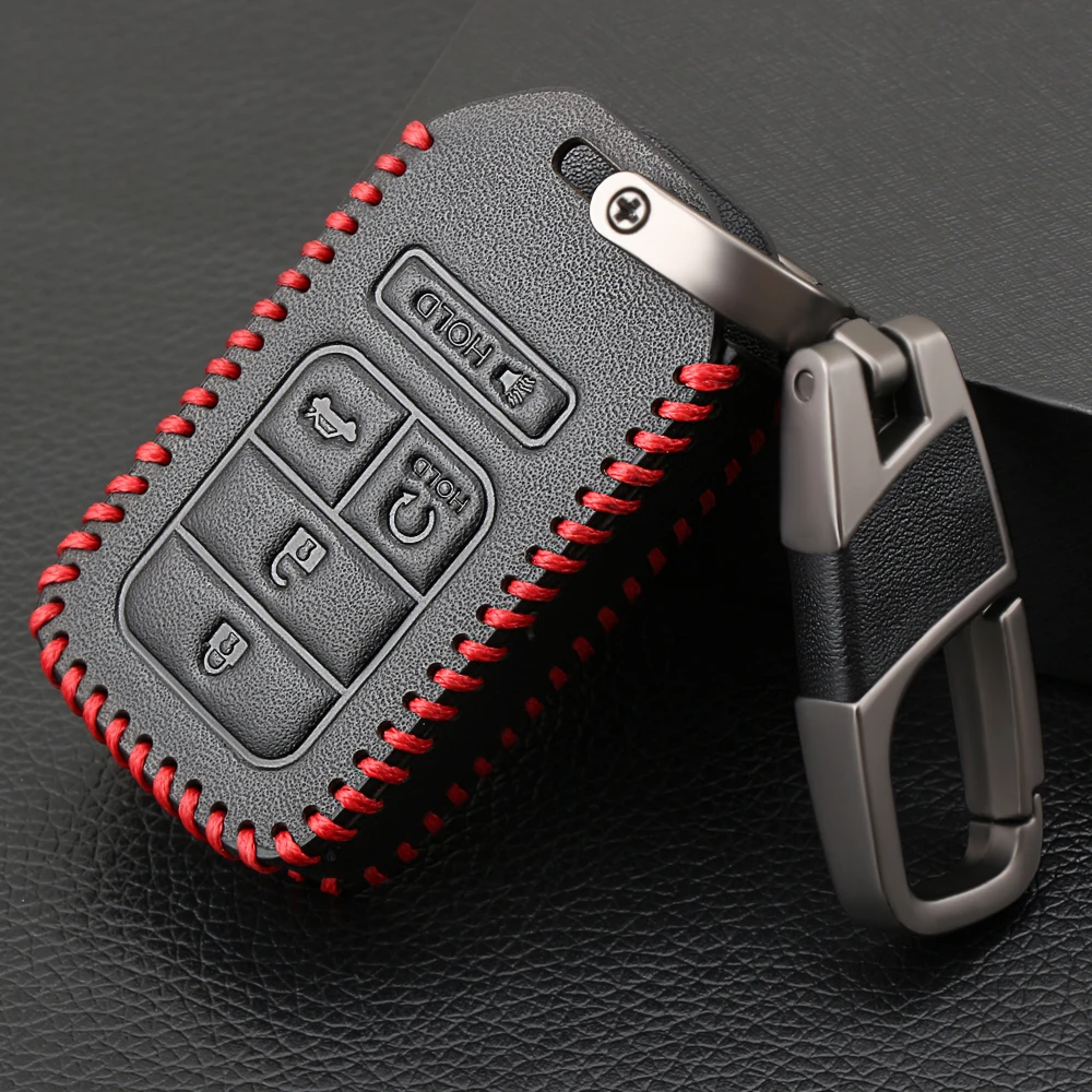 

Genuine Leather 5 Buttons Car Keyless Smart Key Fob Case Cover for Honda Civic Accord Pilot 2015 2016 2017 2018