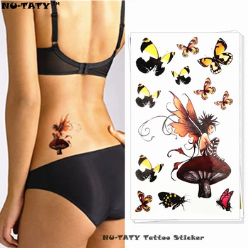 

Nu-TATY Mushroom Butterfly Elf Temporary Tattoo Body Art Arm Flash Tattoo Stickers 17*10cm Waterproof Fake Henna Painless Tattoo