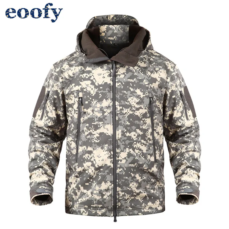 5XL военный Камуфляжный жакет для мужчин, уличное пальто, военная тактическая куртка, зимняя водонепроницаемая мягкая оболочка, ветровка, охотничья одежда - Цвет: ACU