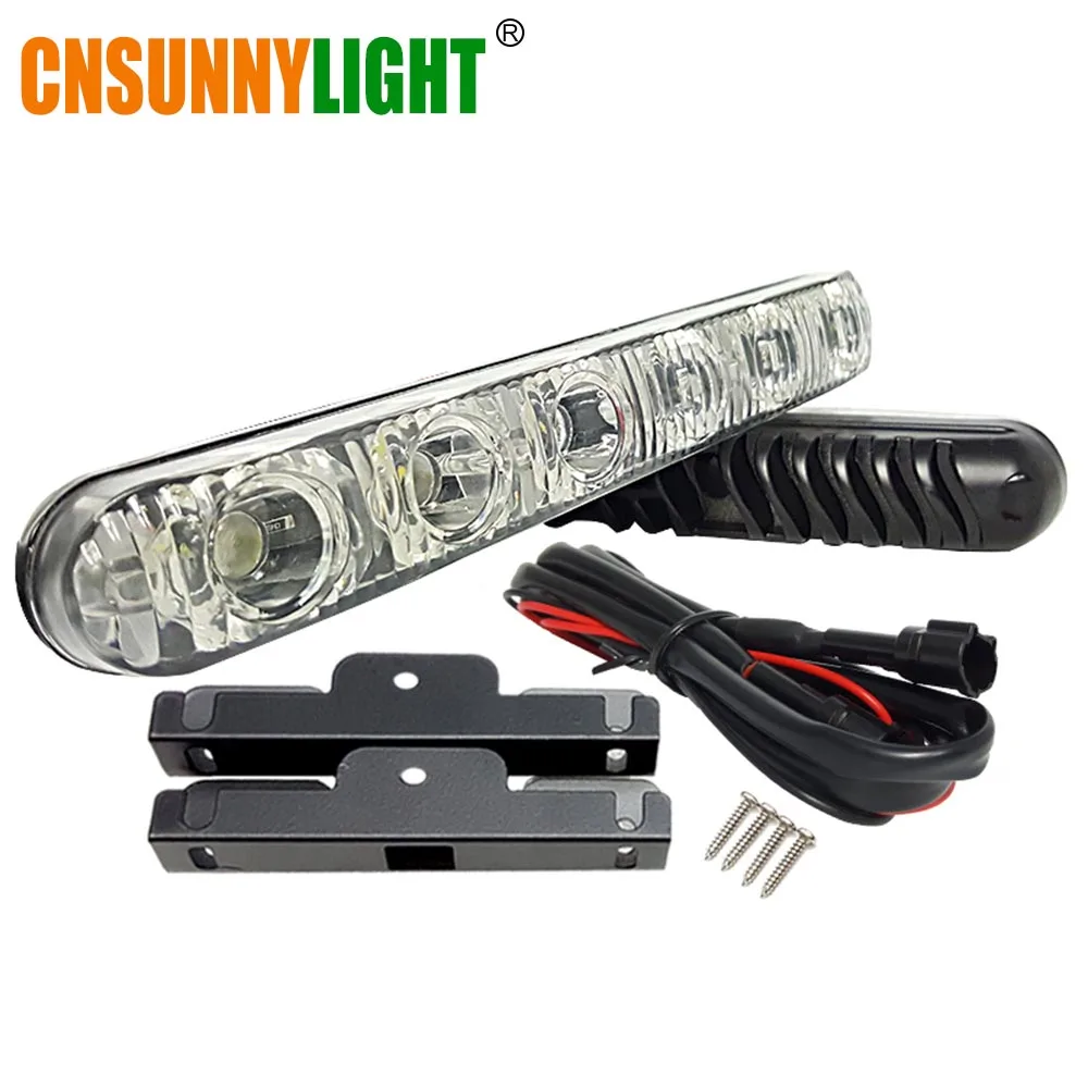 

CNSUNNYLIGHT LED DRL Kit Daytime Running Light Waterproof 6 LEDs Universal Auto Driving Work Light External Fog Lamp 6000K 12V