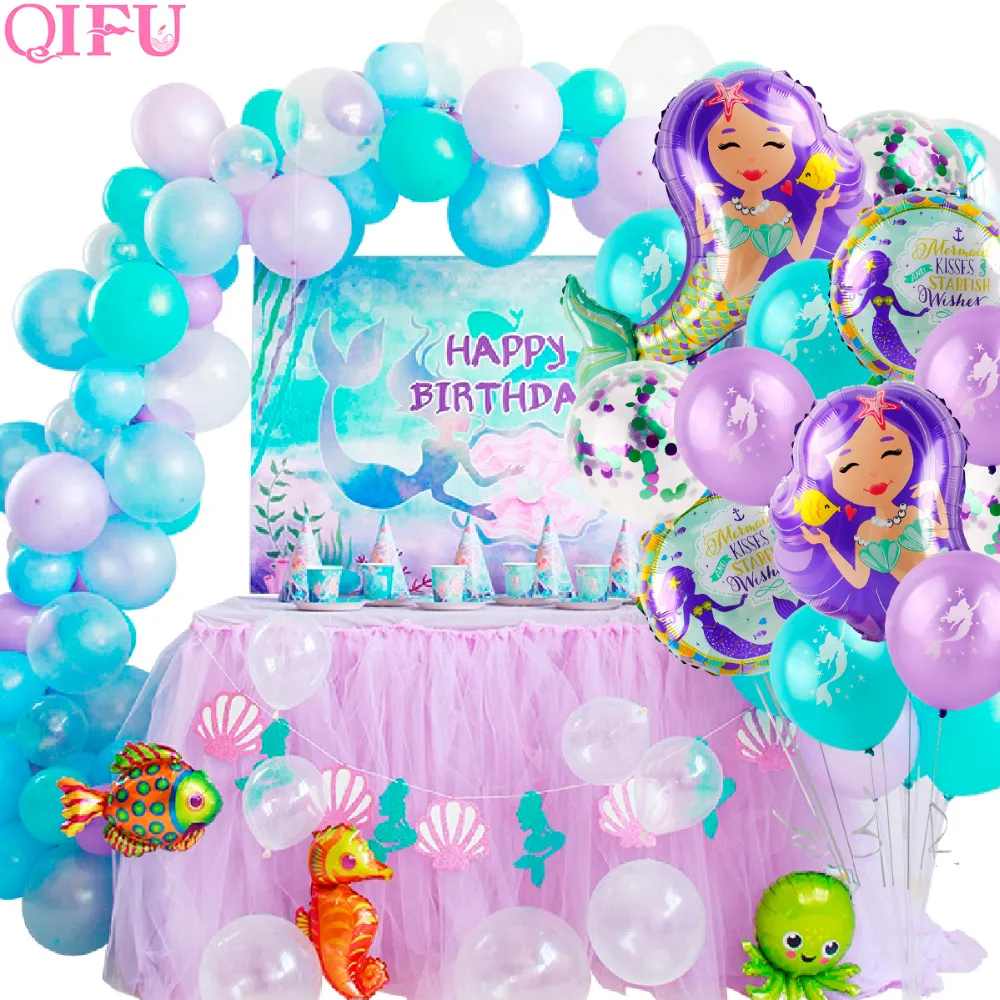 Qifu Little Mermaid Party Supplies Mermaid Decor Wedding Birthday