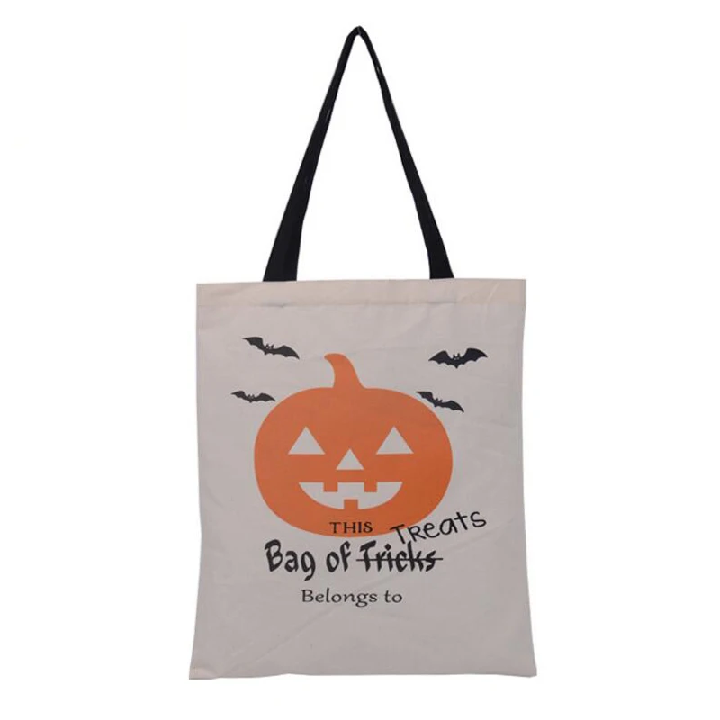 

100pcs/lot Halloween gift canvas bag Christmas cotton treat or trick Halloween witch