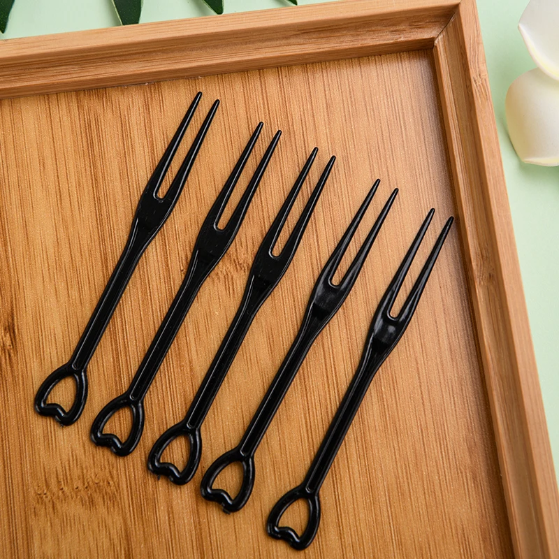 

30 Pcs 8.9x1.1cm Black plastic fork wedding party plastic disposable forks dessert Fruit Salad Cake Fast food shop birthday