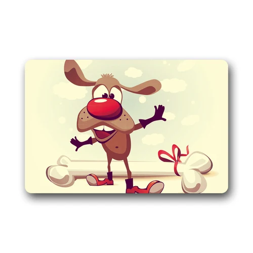 Nice Customized Cute Cartoon Puppy Dog With Bone Retro Photo Printed Doormat 23.6&quot(L) x 15.7&quot(W) | Дом и сад