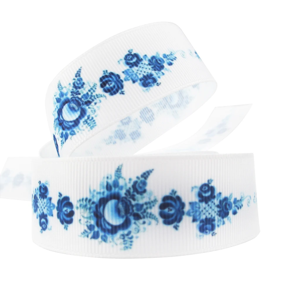

David accessories 1"(25mm) flowers high quality printed polyester ribbon 10yds,DIY handmade materials,10Y55996