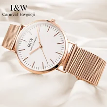2017 CARNIVAL I&W Ultra-Thin 6mm Milanese Loop Quartz Women Watch TopBrand Luxury Sapphire Crystal Minimalist Fashion Lady Watch