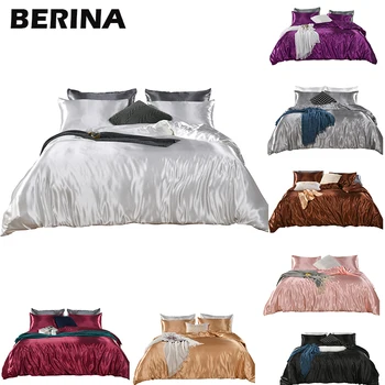

Satin Bedding Set Nordic Beds Duvet Cover with Pillowcase Luxury Bed Cover Silk Bedding Women's Adult Silky Covers 3 pcs 80063