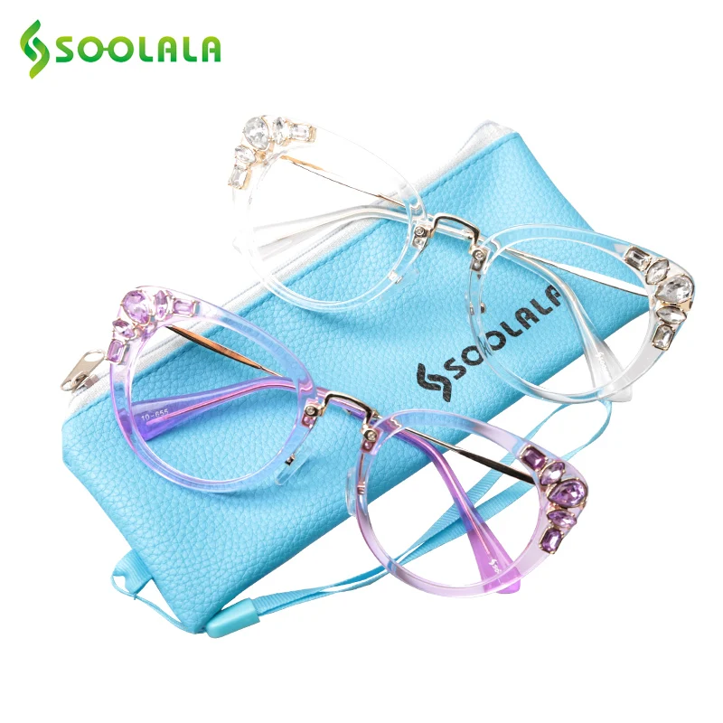 Очки для чтения SOOLALA Cateye женские роскошные леопардовые черные фиолетовые