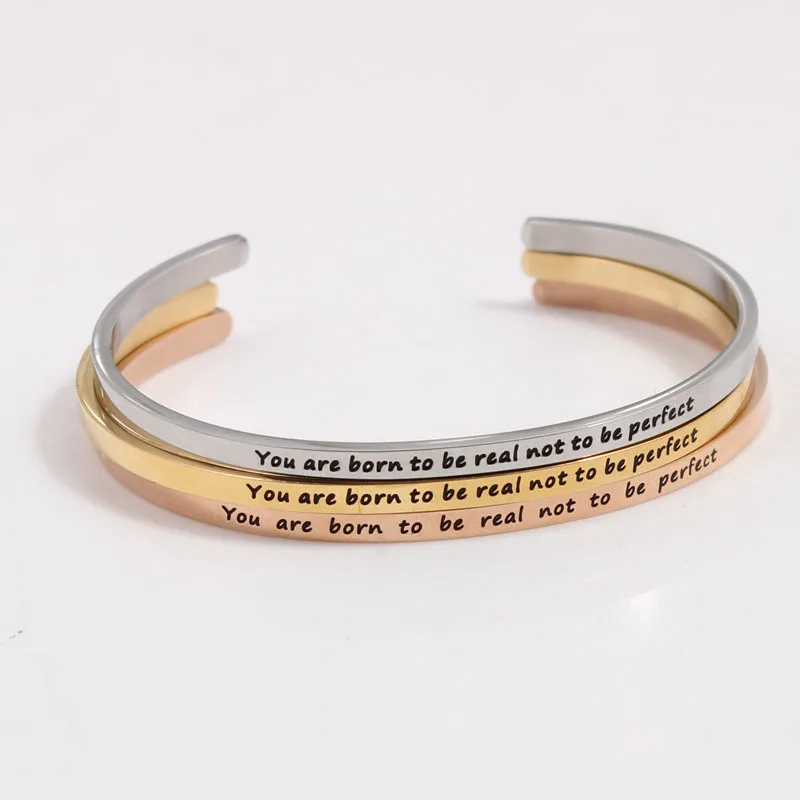 Short Inspirational Quotes For Engraving Stainless Steel Bangle Bracelets Women Gift Balon Whole Set - Aliexpress