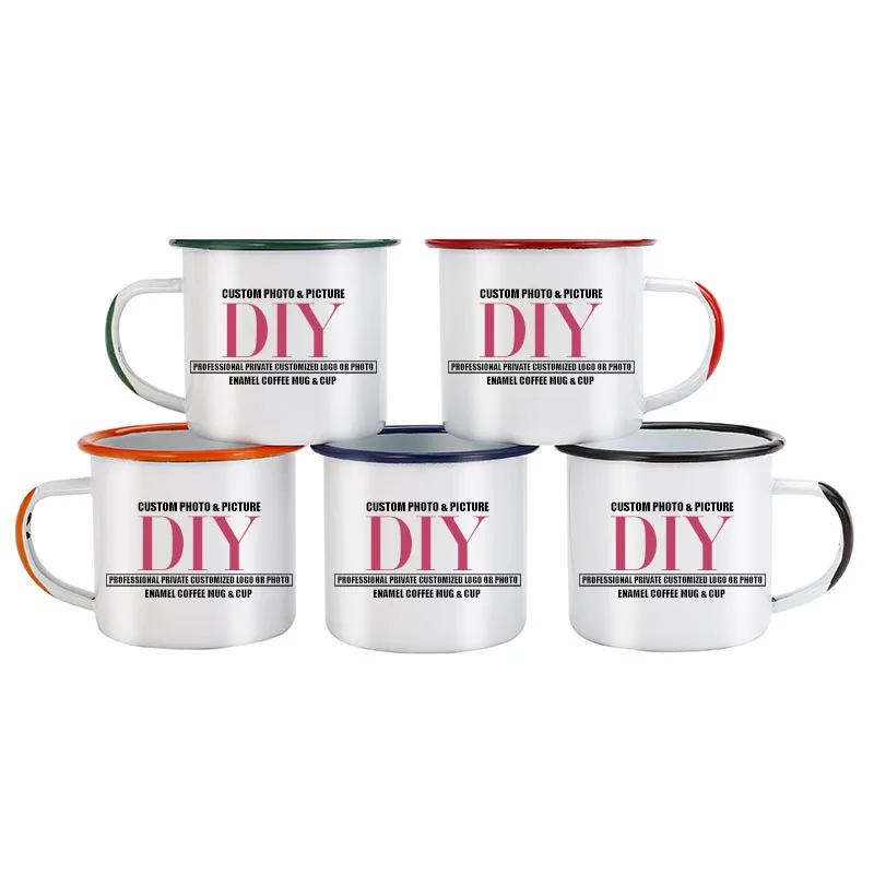 Color handle and side port Enamel Coffee Mug Cup customize picture
Creative gifts for Lovers Friends Family Creative Coffee Mug