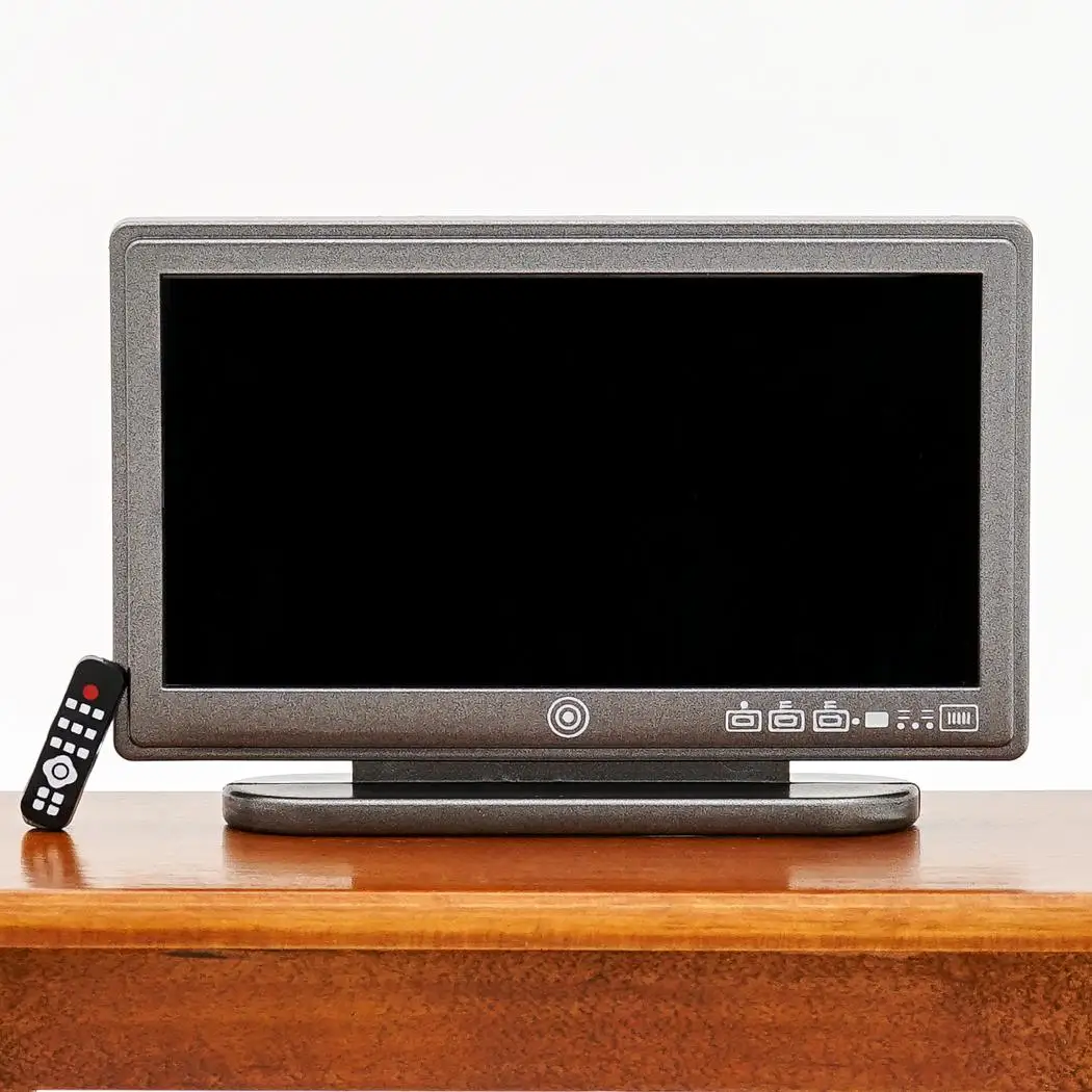 Odoria 1:12 миниатюрный телевизор Широкий экран с пультом дистанционного управления кукольный домик мебель аксессуары
