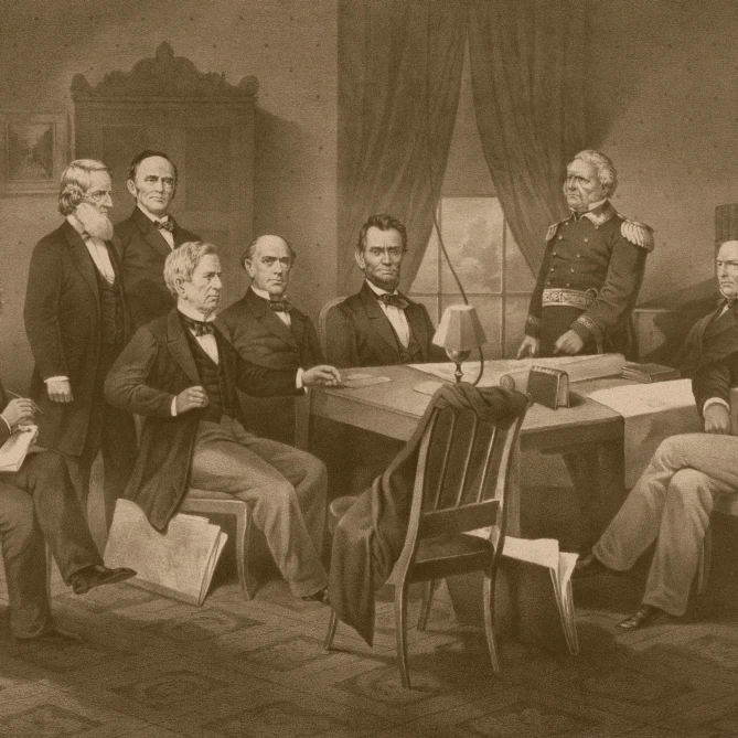 Vintage Civil War print of President Abraham Lincoln and his cabinet Poster Print (34 x 22)
