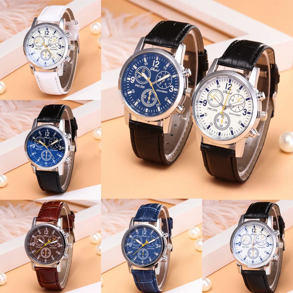 Мужские часы модные повседневные кварцевые деловые часы люксовый бренд кожа Стекло нейтральный имитирует запястье эпидермальный ремешок часы H5
