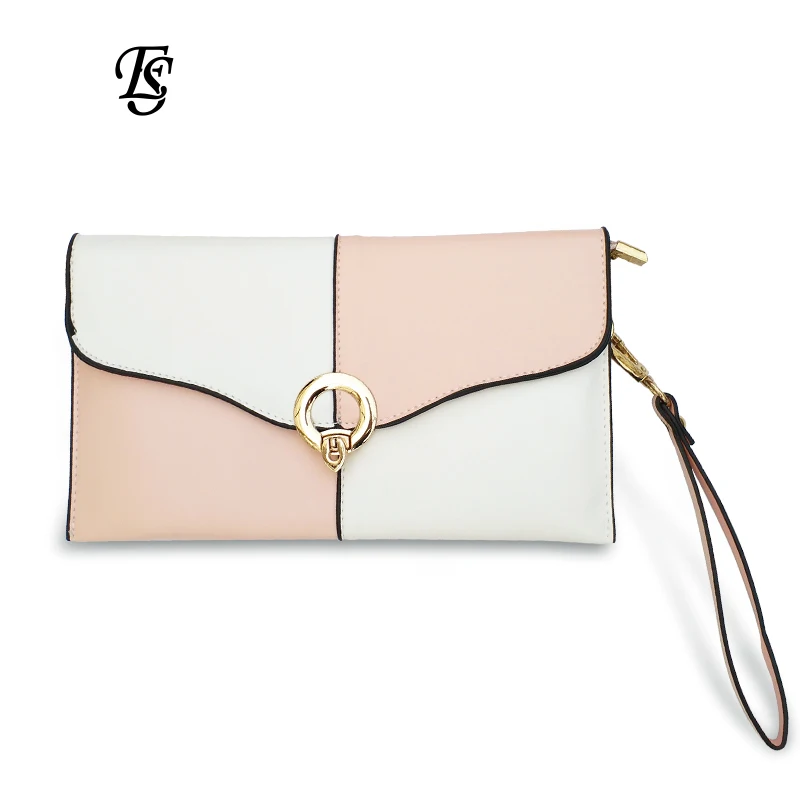 

E.SHUNFA brand original 2018 fashion hot woman clutch bag contrast color lock chain shoulder bag Black Pink Gray