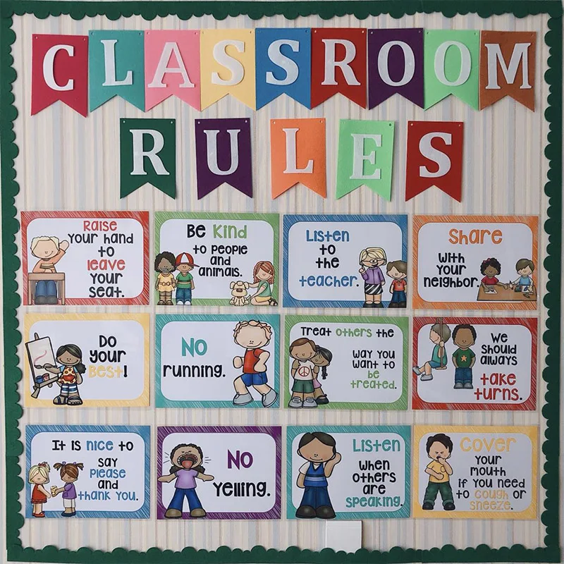 15Pcs/Set Classroom Rules Kindergarten Wall Decoration