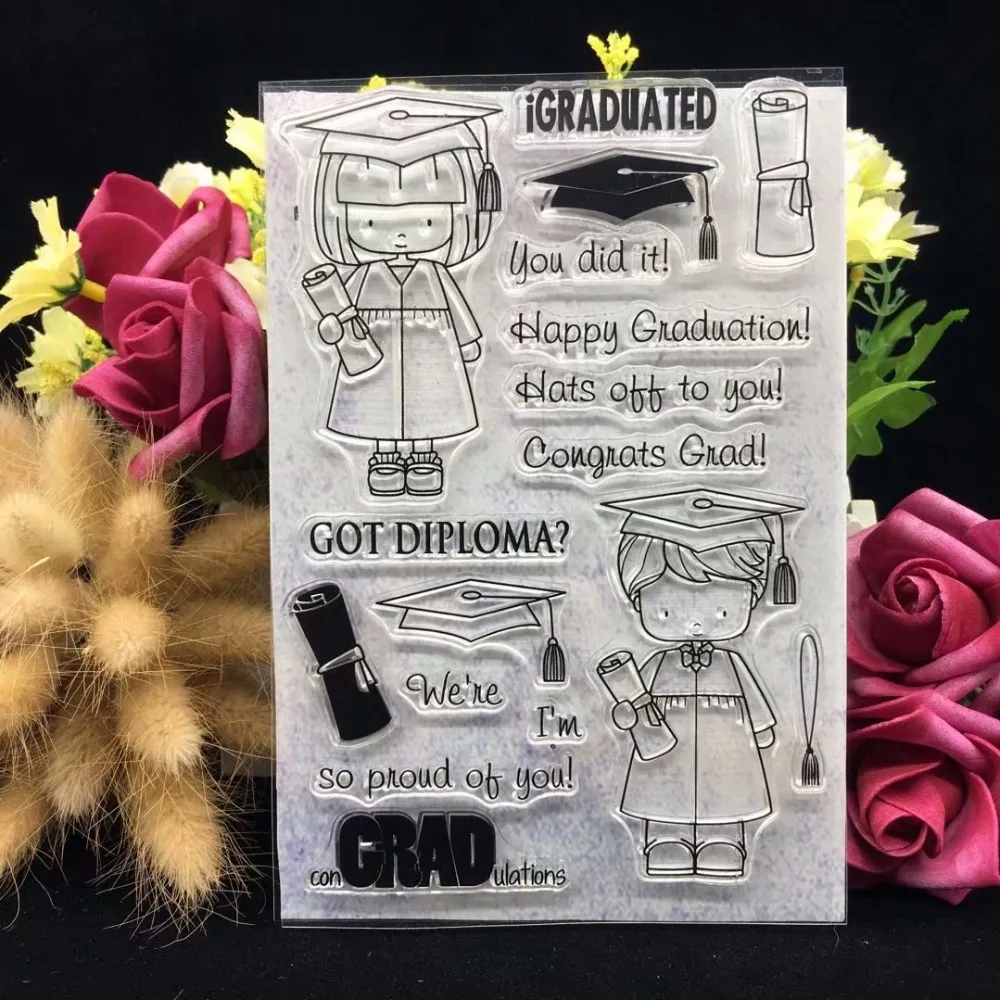 

Study/Graduation Stamp Clipbook Transparent Silicone Rubber DIY Album Decorative Transparent Stamp A63