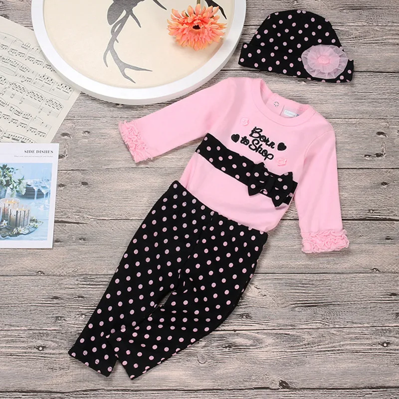Wholesale 3set/lot Newborn Baby Girls Clothes Set Long Sleeve Baby