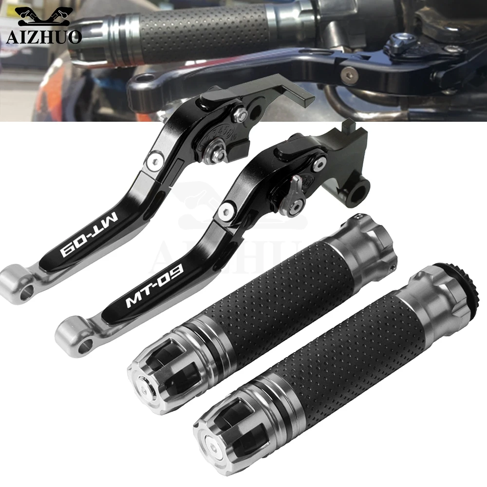 

Motorcycle Brake Clutch Lever Extendable+Handle Grips Handlebar For YAMAHA FZ09/MT09 MT 09 MT-09 2014-2016 2015 2017