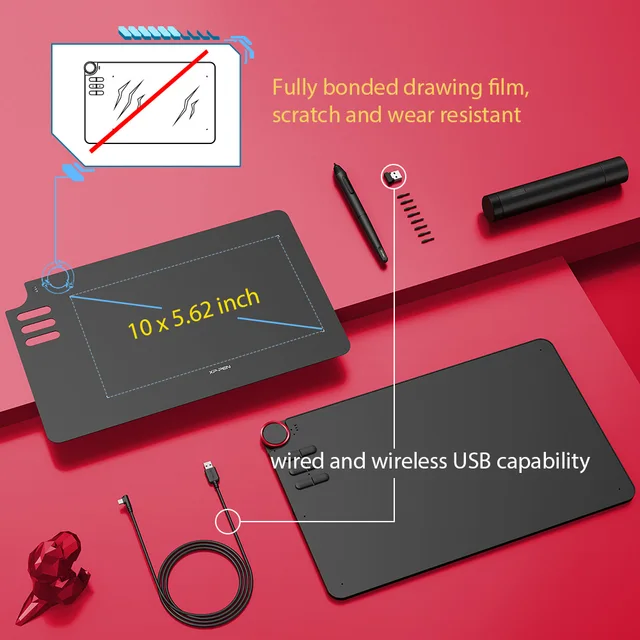 XPPen Deco 03 Wireless Digital Graphics Drawing Tablet Drawing Pen Tablet with Battery-Free Passive Stylus with 6 Shortcuts - Image 2