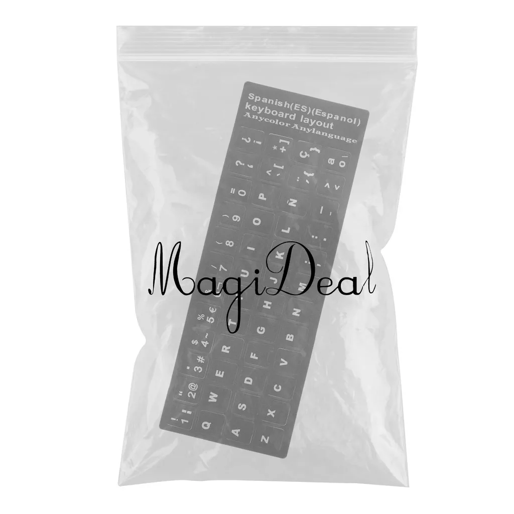 Universal Spanish Keyboard Stickers, PC Keyboard Stickers Black Background for PC Laptop Notebook Desktop