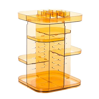 360-degree Rotating Makeup Organizer cosmetic Display Case round jewelry storage rack box Adjustable Cosmetic Storage Rack - Цвет: gold a