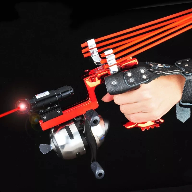 

New laser shot fish set slingshot high precision fishing darts precision elastic fishing reel one bow Outdoor Hunting catapult