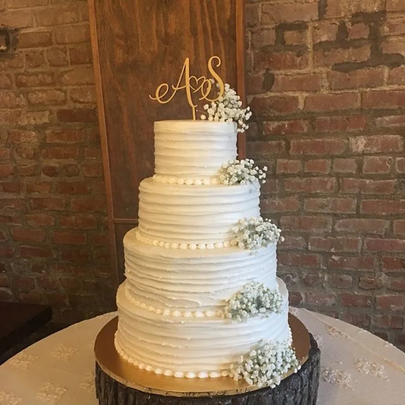 Custom Cake Topper For Wedding Personalized Initial Letters Cake Topper Wooden Arcylic Weddding Cake Decoration