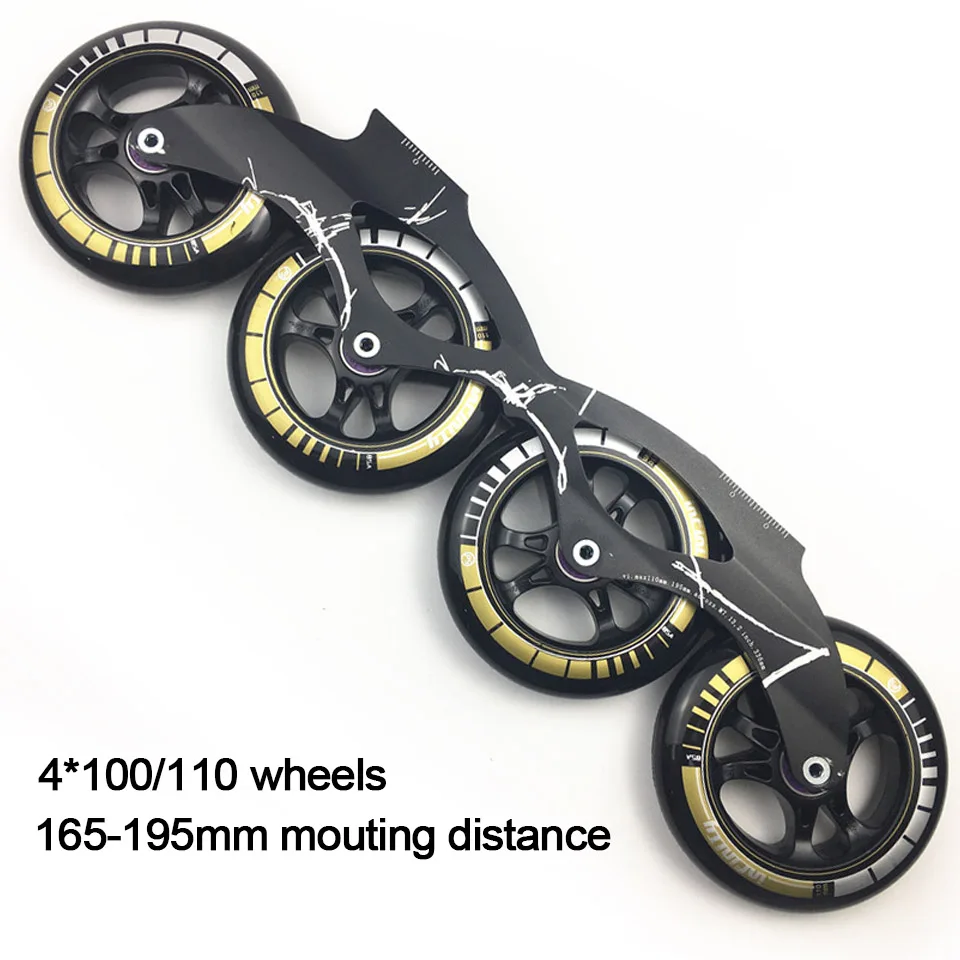 

JEERKOOL Inline Slalom Roller Skates Frame with 4 * 100/110 mm Wheels Aluminum Alloy Skating Base 85A Wheel Skates Basin DJ48