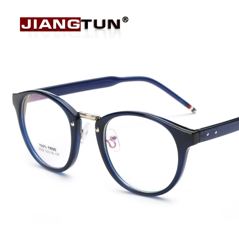 JIANGTUN Fashion Round Eyeglasses Frames Tr90 Clear Lens Optical Frame