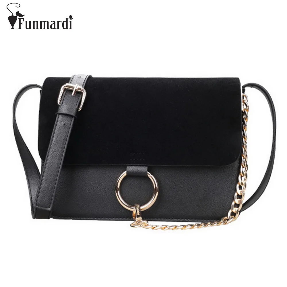 

FUNMARDI New Small Crossbody Bag For Women Metal Ring Shoulder Bags Women PU Leather Messenger Bag Fashion Flap Bags WLHB1307