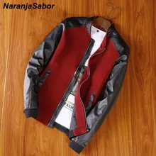 NaranjaSabor новая куртка мужская PU Лоскутная куртка весна осень искусственная кожа пальто Slim Fit Модные мужские мотоциклетные пальто N512