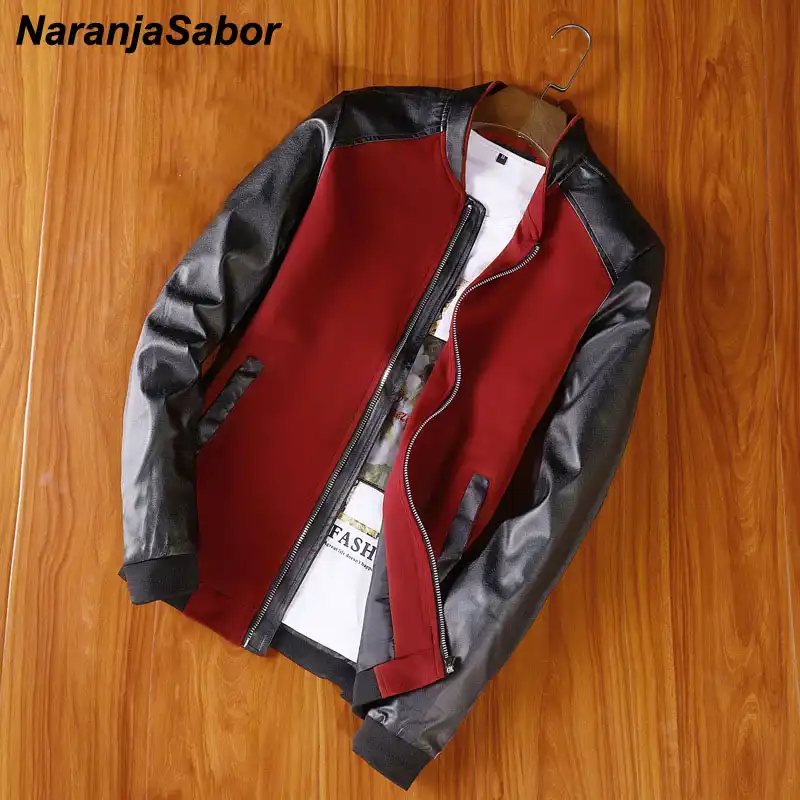 jaqueta de couro sintetico masculina slim