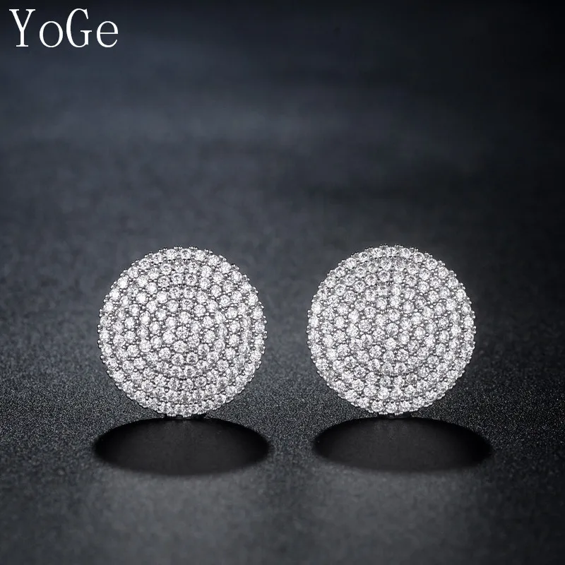 

YoGe statement Jewellery, E6340 Fashion design AAA CZ round shaped pave setting stud earrings ,women's accessaries