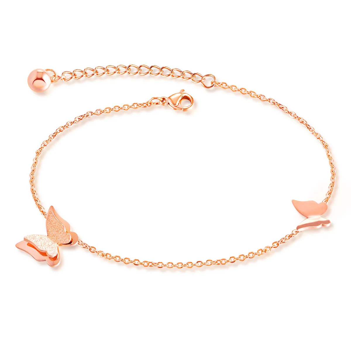 

Rose gold color stainless steel butterfly charms anklet for women