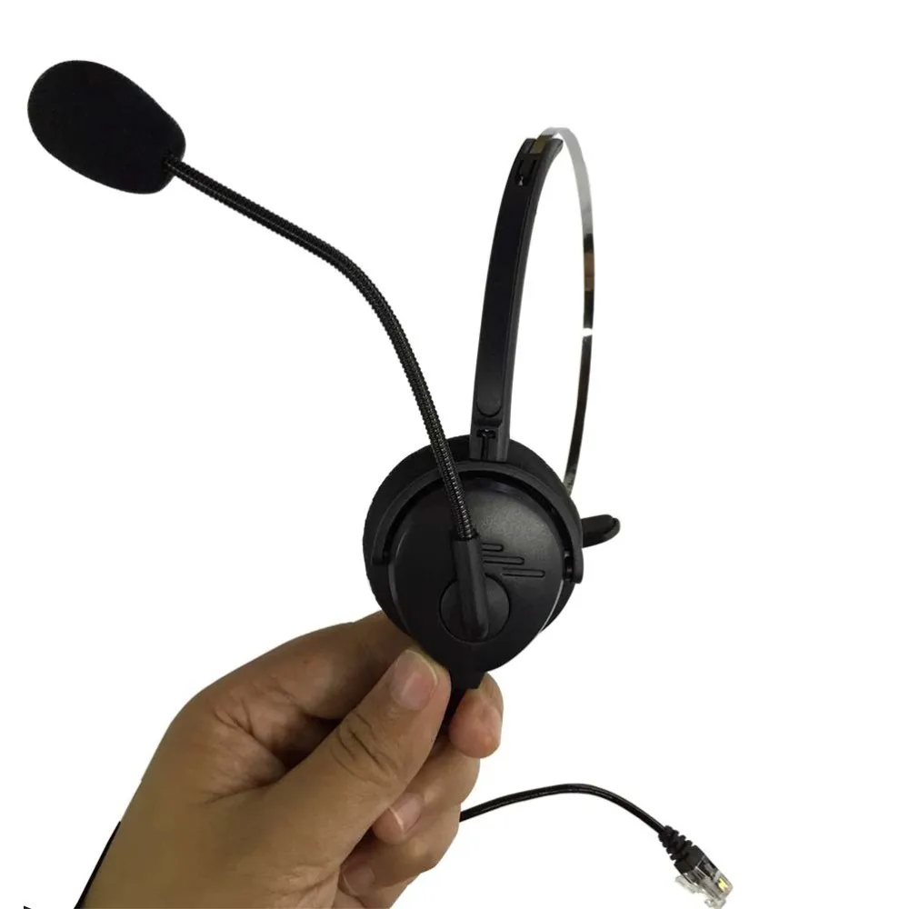 4-pin RJ11 Crystal Head Telephone Monaural Headset MIC Phone Prevent Noise Black Earpiece (1)