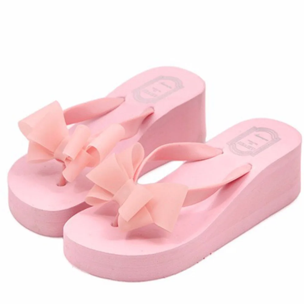 

Summer Fashion Female Thick High-heeled Platform Flip-flops Sandals Slippers Hot Selling