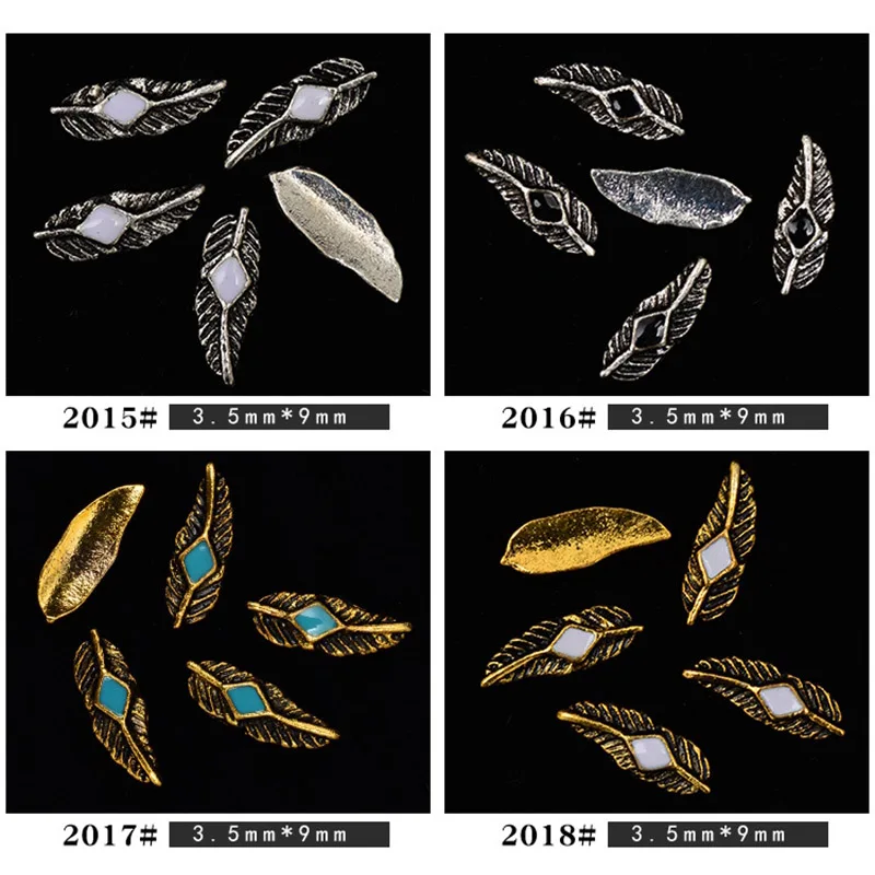 Стразы Mtssii для ногтей 3,5x9 мм винтажные перьевые в этническом стиле золотисто-серебристые заклепки аксессуары для ногтей украшения для дизайна ногтей