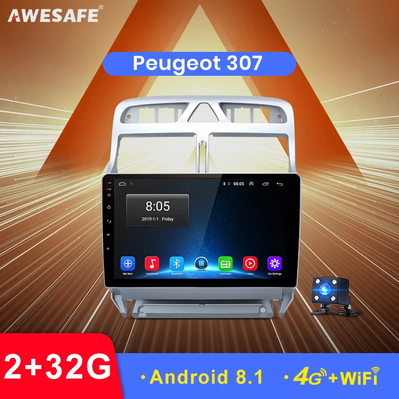 

AWESAFE 2 din Android 8.1 Car DVD Player GPS for Peugeot 307 2002 2003 2004 2005 2006 2007 2008 2009 2010 2011 2012 Stereo Radio