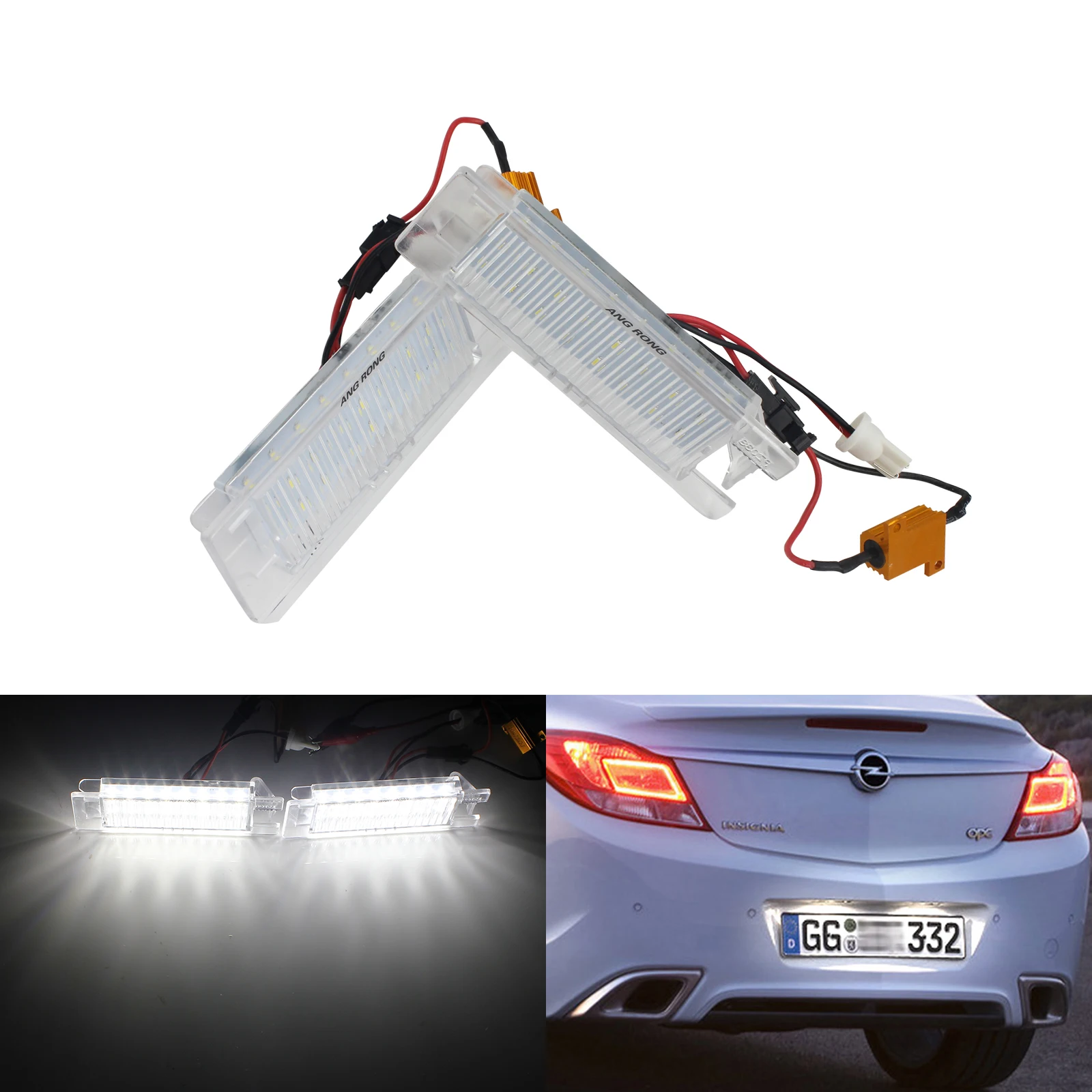 Angrong 1 Pair 2x Led License Number Plate Light Lamp Bulb For Vauxhall