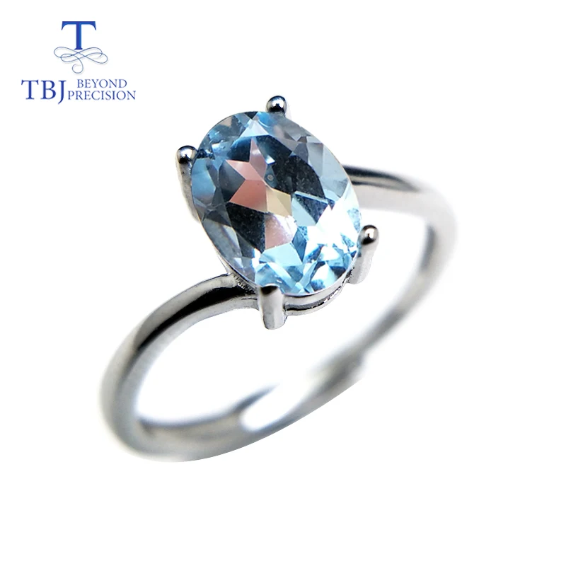 

TBJ,natural sky blue topaz gemstone Simple cute rings in 925 sterling silver fine jewlery for women with Valentine gift box