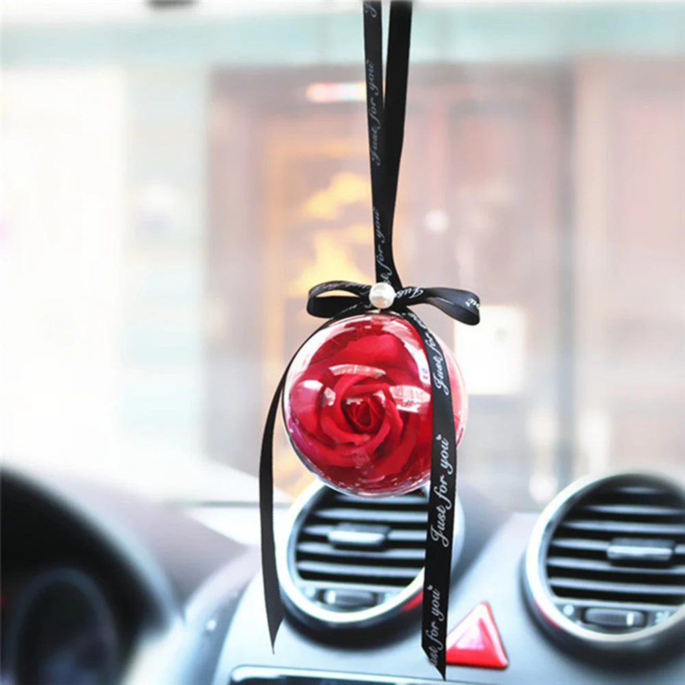 

Car Pendant Everlasting Rose Hanging Ornaments Automobiles Rearview Mirror Suspension Soap Flower Decoration Car Accessories